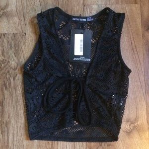 Lace up netted vest